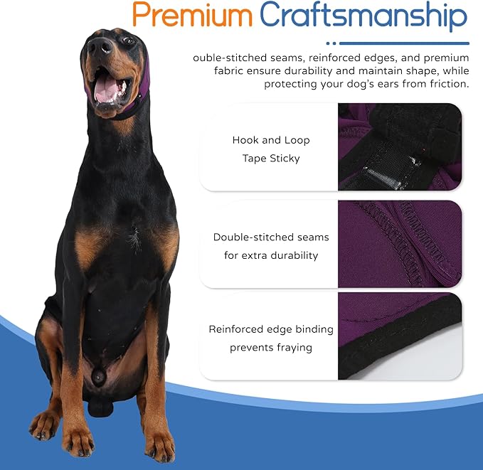 Dog Ear Muffs & Swim Cap and No Shake Ear Wrap for Bathing, Hematoma, Drying & Noise Anxiety Relief - Elastic Waterproof Ear Protection with Calming Hoodie for Grooming