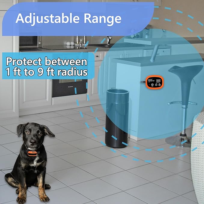 Receiver Collar for Dogs Indoor Pet Barrier, Wireless Indoor Electric Fence, Pet Gate, Keeps Areas Off Limits, Waterproof/Rechargeable Training Collar (Black or Orange Randomly Shipment)