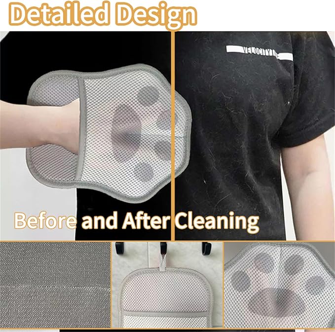 Pet Hair Removal Glove for Dogs Cats Electrostatic Hair Remover Gloves,Reusable Pet Hair Removal Glove Grooming Tool for Clothing, Sofa, Carpet, Car Seat,Bed(Gray,1Pcs)