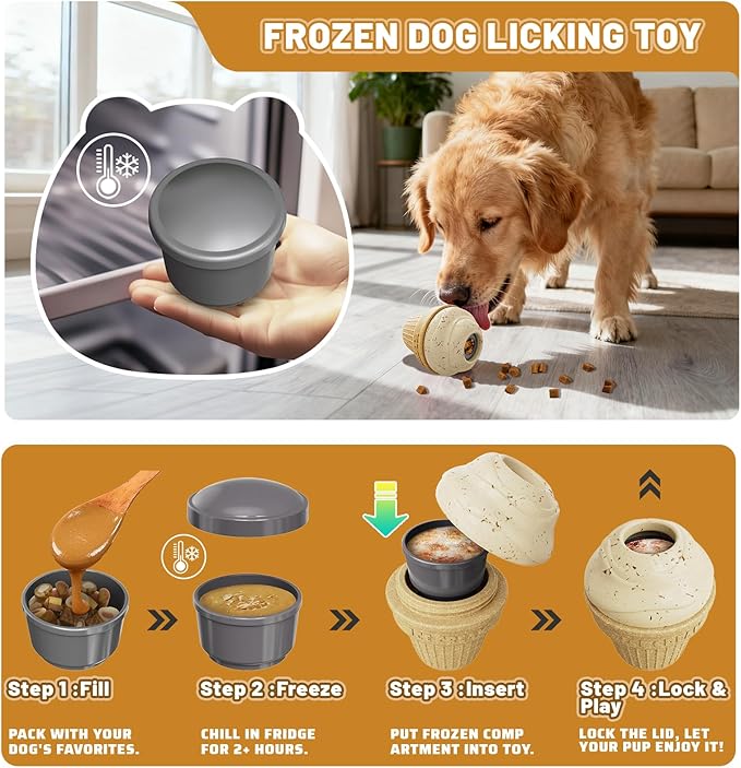 Indestructible Frozen Dog Chew Toy and Interactive Dog Toys for Treat Dispensing Slow Feeding