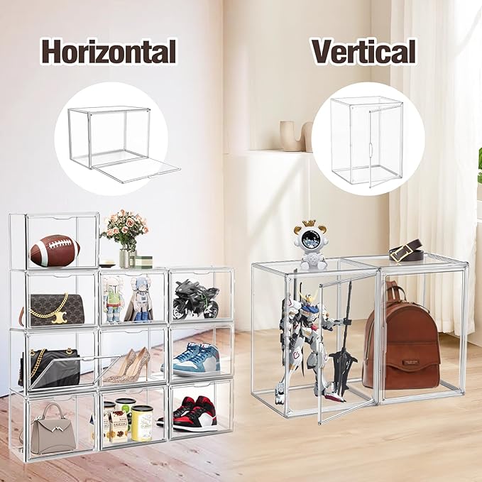 5 Pack XX-Large Acrylic Display Case Purse Organizer Clear Plastic Handbag Storage Organizer for Closet Storage Bins for Boots, Big Bag, Backpack,Collectibles, Cosmetic