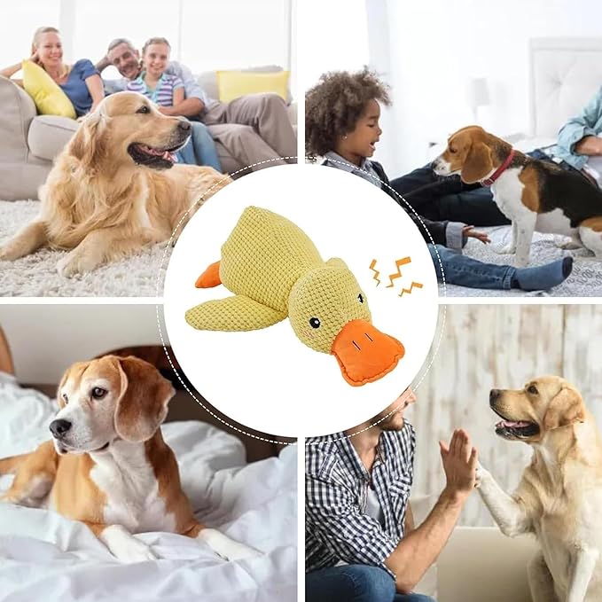 The Mellow Ducks Calming Pillow, Mellow Dog Calming Duck, 2025 New Yellow Duck Dog Toy, Dogs Ducks Toy with Quacking Sound for Indoor Dogs