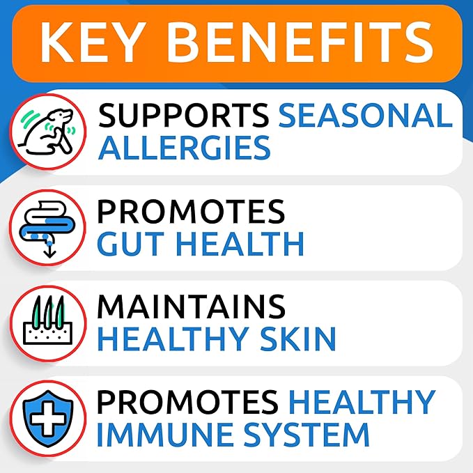 BARK&SPARK Dog Allergy Relief Soft Chews for Skin Health & Seasonal Allergies - Anti-Itch Supplement w/Omega-3, Quercetin & Bromelain Immune Treats for Dry Skin & Hot Spots - Chicken - 120ct