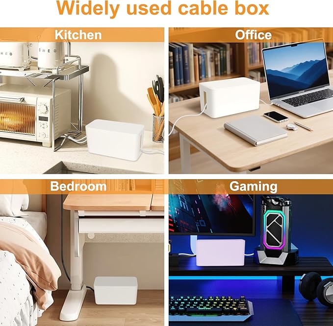 Cable Management Cord Cover Wire Hider Box Concealer Organizer Protector System for Home Theater Entertainment Center Office School (White)