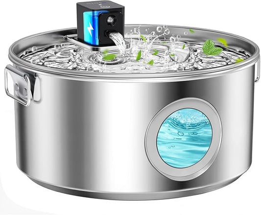 12L Wireless Automatic Dog Water Fountain for Large Dogs，3.4Gal Stainless Steel 3 Modes Dog Fountain Water Bowl Dispenser, Multi Large Pet Water Fountain Ultra Quiet & Multi-Filteration