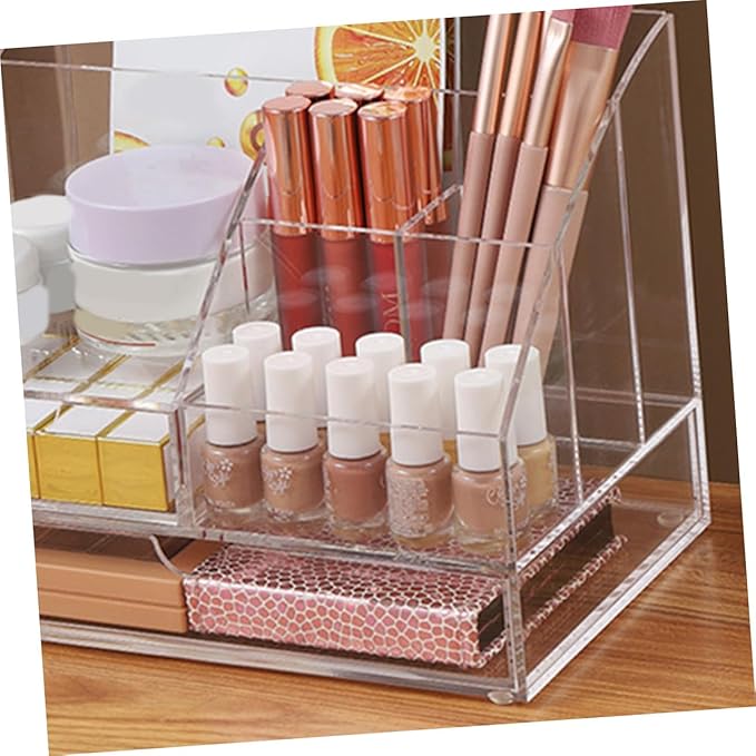 Ciieeo Acrylic Desk Organizer Drawer Multi-compartment Pen and Lipstick Holder for Home and Office Storage Box for Cosmetics and Accessories Birthday Mother Day