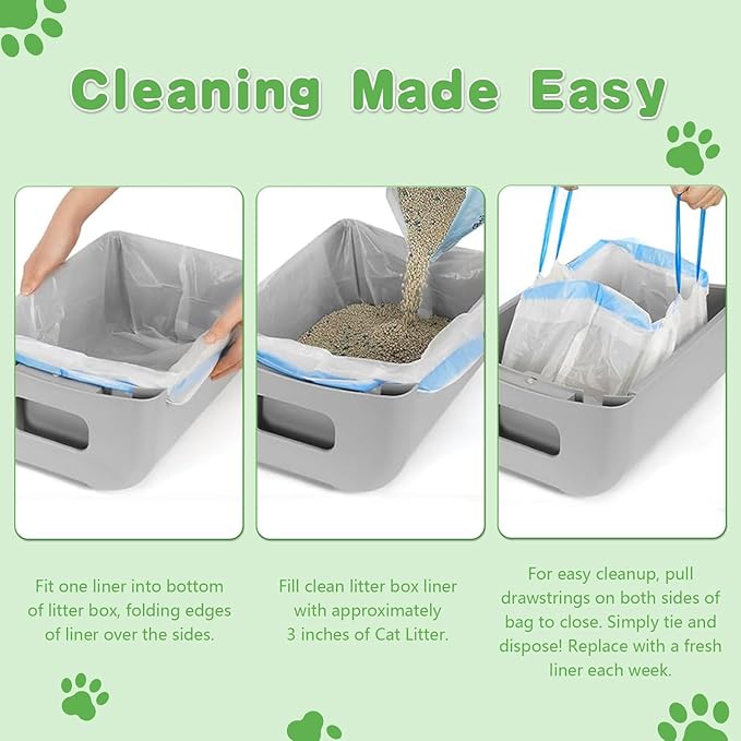 120 Count Cat Litter Box Liners for Self Cleaning Litter Box, Extra Thick Heavy Duty Cat Litter Bags Replacement, 24.8" x 11.8" 3-4 Gallons of Capacity, Blue