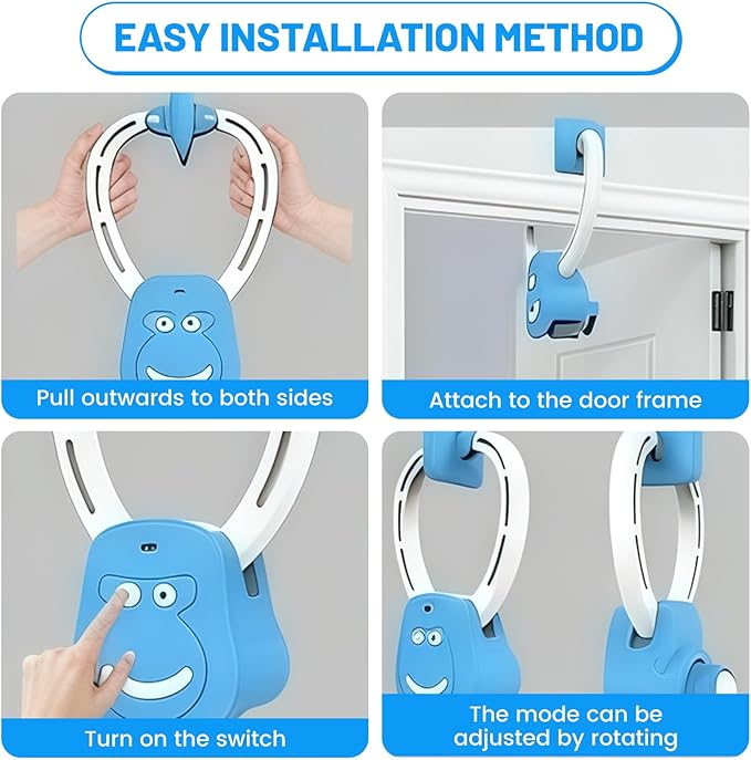 Interactive Cat Toys for Indoor Cats, Automatic Hanging Feather Cat Toy with Realistic Fluttering & Quiet Motor, USB Rechargeable Door Mounted Feather Wand for Bored Kittens & Adult Cats (Blue)