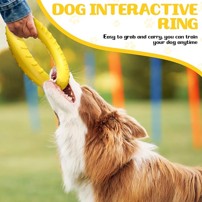 Jenaai 4 Pack Dog Ring Toy Dog Training Chew Toy for Outdoor Aggressive Durable Pet Chewers Fetch Floating Toys Flying Disc Puppy Ring for Large Medium Puppy Training(Colorful,7.48 Inch)
