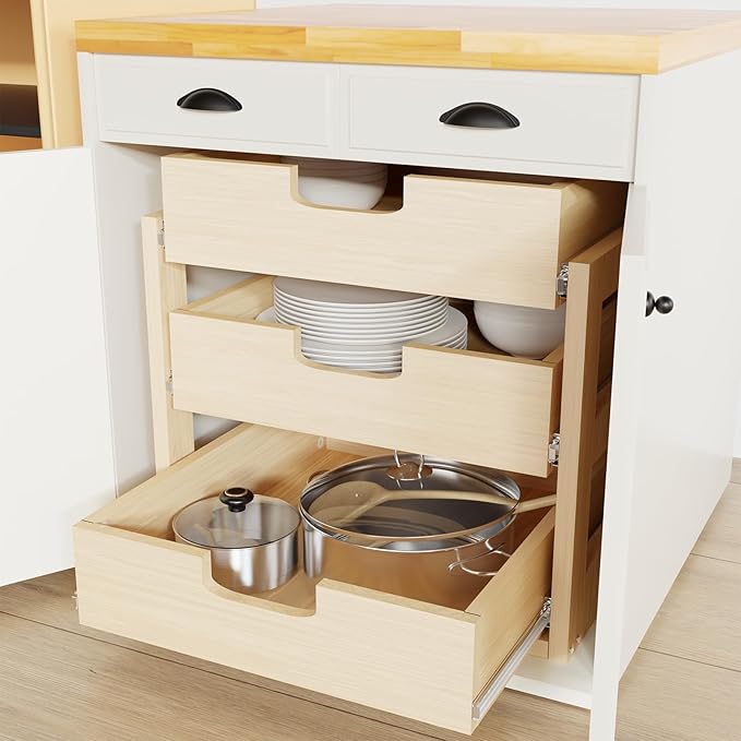 Pull Out Cabinet Organizer, 23''W×21''D×19''H Soft Close Slide Out Wooden Pull out Drawers, Three Tier Slide out Wood Cabinet Organizer, for Base Cabinet Organization in Kitchen, Pantry, Bathroom