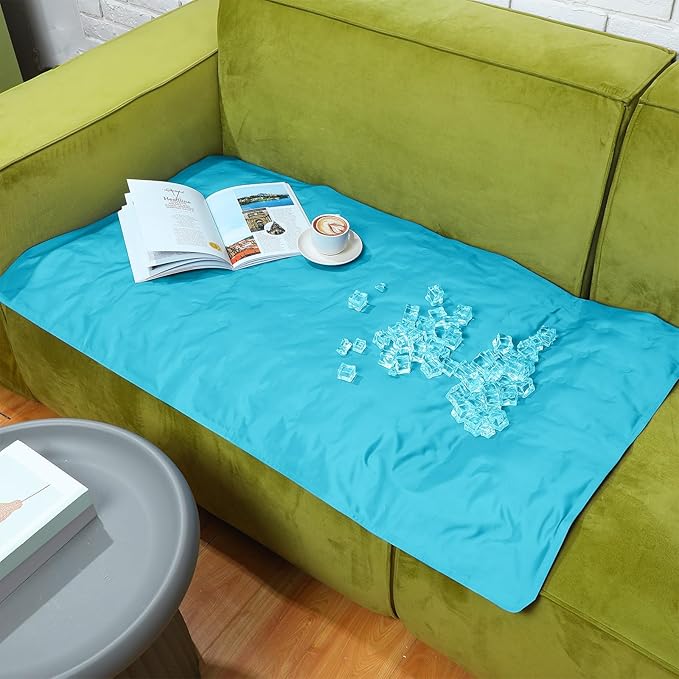 Cooling Pad Mat for Sleep Cooling Mattress Pad Gel for Bed, Relieve Pain, Summer Hot Flashes, Adult, Pets, No Water or Electricity Required(Plain,Light Blue,60 x 20 Inch)