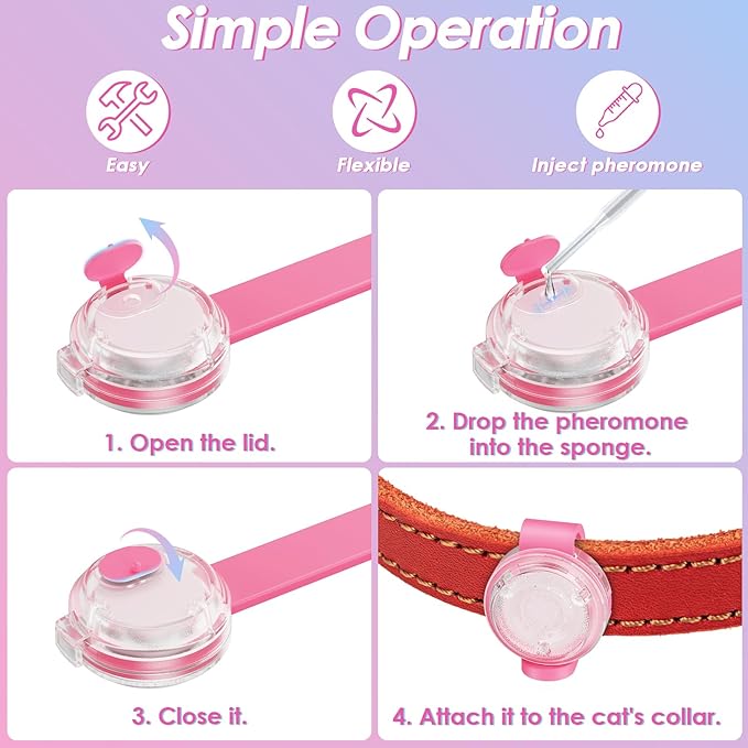 Cat Pheromone Calming Diffuser 2-Pack, Naturally Reduces Anxiety and Stress, Fits Pet Collars, Relieves Aggression and Tension(Pheromones and Refills not Included) (Pink+White)