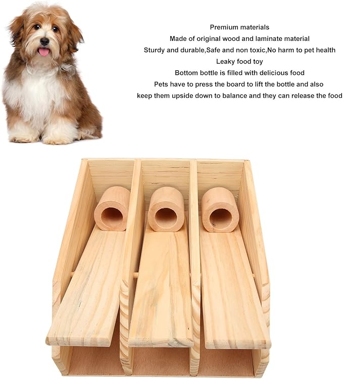 Pssopp Dog Puzzle Foraging Toys, Fun Interactive IQ Training Pet Wooden Foraging Toy Interactive Feed Game Toys Dog Puzzle Toy for Dogs Cats Pets
