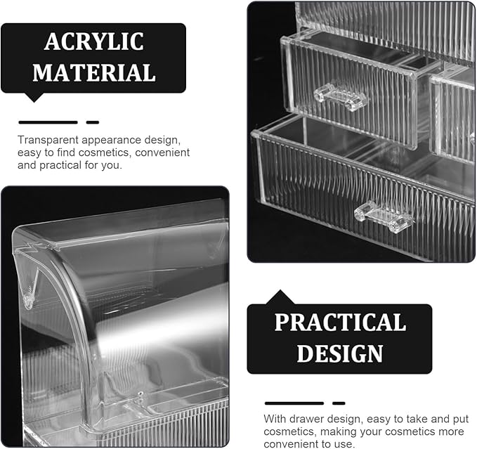 Acrylic Makeup Organizer with Drawers Large Capacity Desktop Storage Box for Cosmetics Stylish Design for Tidy Vanity Easy Access to Makeup Essentials and