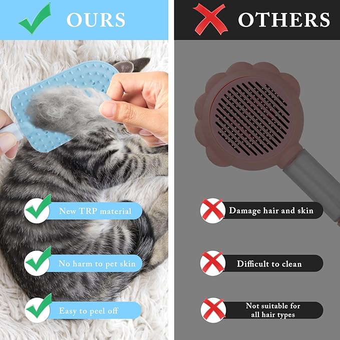 Pet Hair Removal Tool, Cat Fur Remover for Furniture Couch, Carpet Scraper for Car Detailing, 2 in 1 Double-Side Brush for Cat Hair Grooming & Cleaning