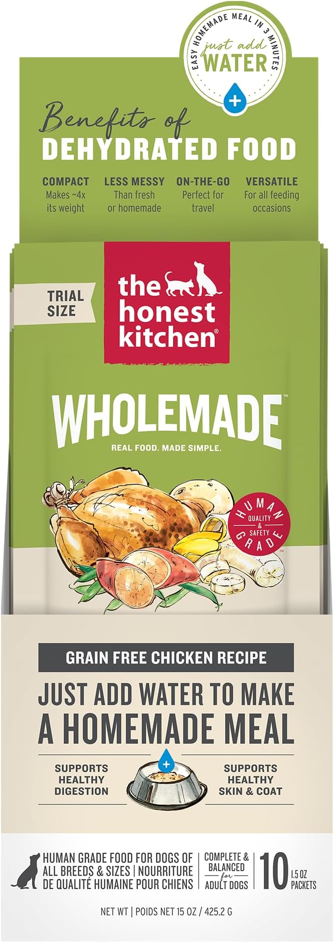 The Honest Kitchen Wholemade™ Dehydrated Grain Free Chicken Dog Food, 1.5 oz x10
