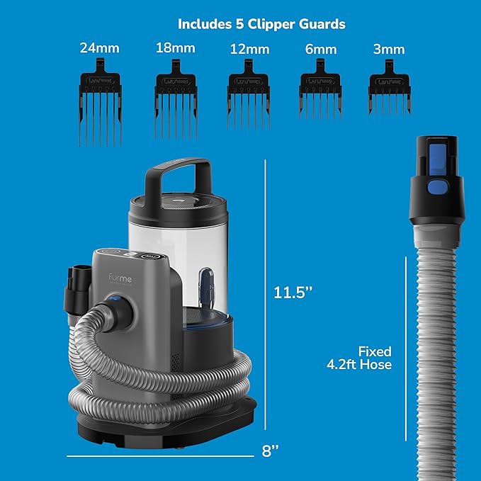FurMe Original Pet Grooming Vacuum Kit - Cat & Dog Grooming Kit for Easy Pet Care at Home, Quiet & Safe Dog Hair Remover Machine with Brush, Clipper, Shedding & Cleaner Tools & 1L Canister
