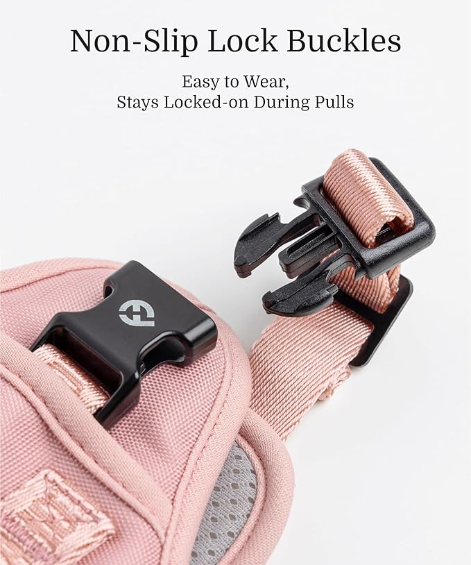 2025 New Edition, Fei & Eve Classic Dog Harness - Quick-Release Buckles | 3-Point No-Pull Control | Heavy-Duty 900D Nylon | Dual Safety Handles | Breathable Mesh | Adjustable Fit | Small,Pink