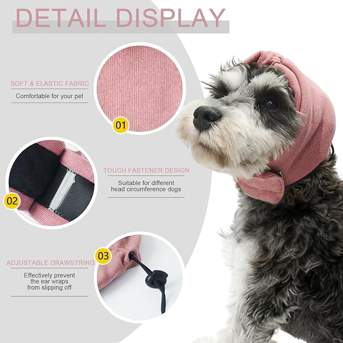Ear Muffs for Dogs,Warm Winter Head Wrap Calming Hoodie,No Shake Anxiety Relief Pet Covers Ear Noise Protection Vest for Dogs Thunder Fireworks,Vet Visits,Grooming(Reddish Brown,M)