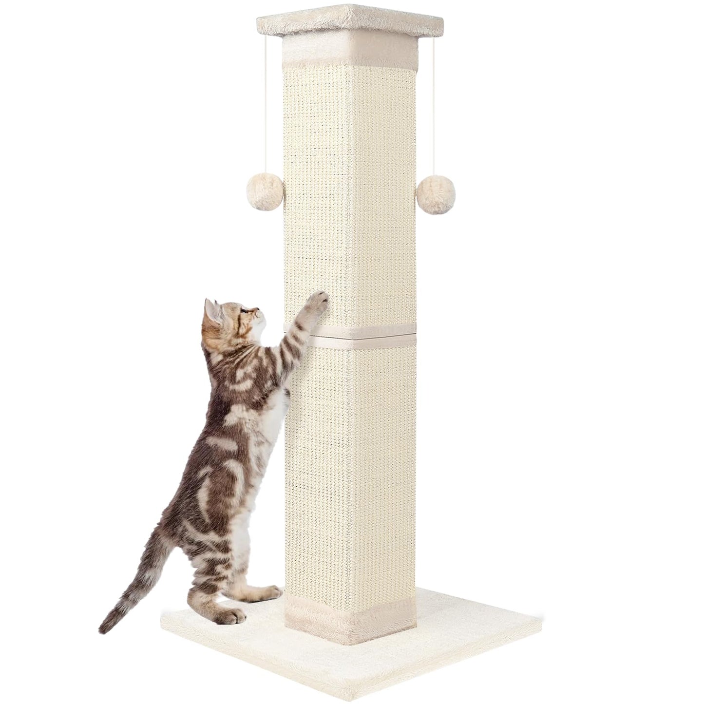 33-inch natural sisal cat scratching post for indoor cats - image 1