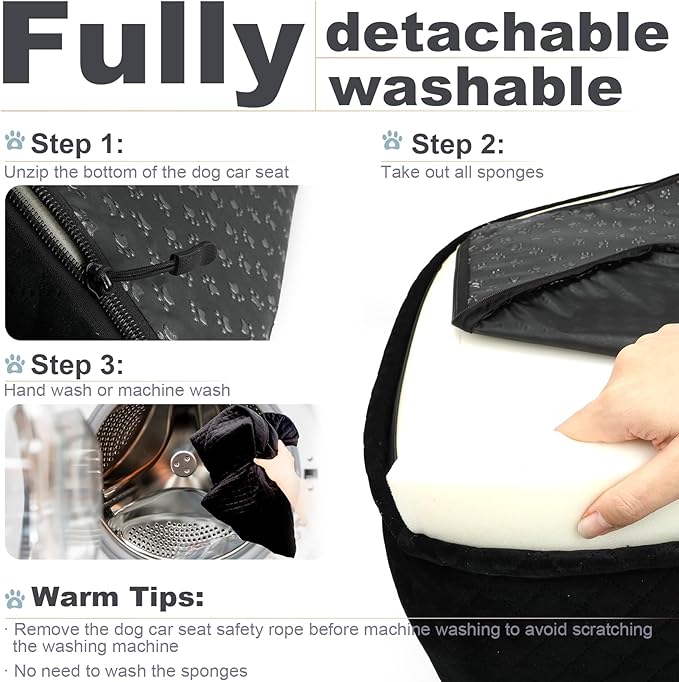 Youvee Dog Booster Car Seat,Interior Height 6 Inches Elevated Pet Car Seat for Small Dog up to 30 lbs,Safety,Comfortable,Fully Detachable and Washable(View Ⅰ-Brown)