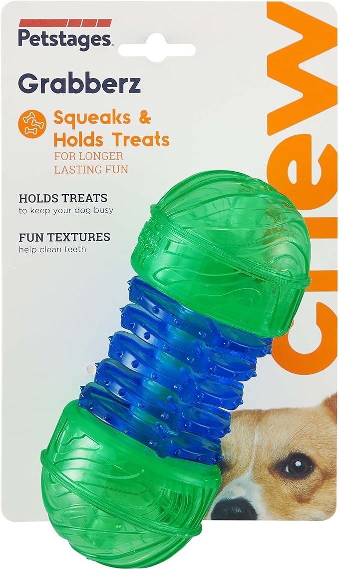 Petstages Grabberz Squeaky Dog Toy Treat Dispenser