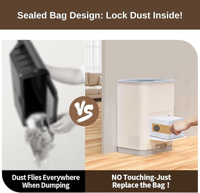 Touchless Vacuum Automatic Dustpan Cleaner Pet Hair Remover Vacuum Cleaner with Dust Bag Electric Dustpan for Sweeping Hair Vacuum for Salons Food Dirt Kitchen