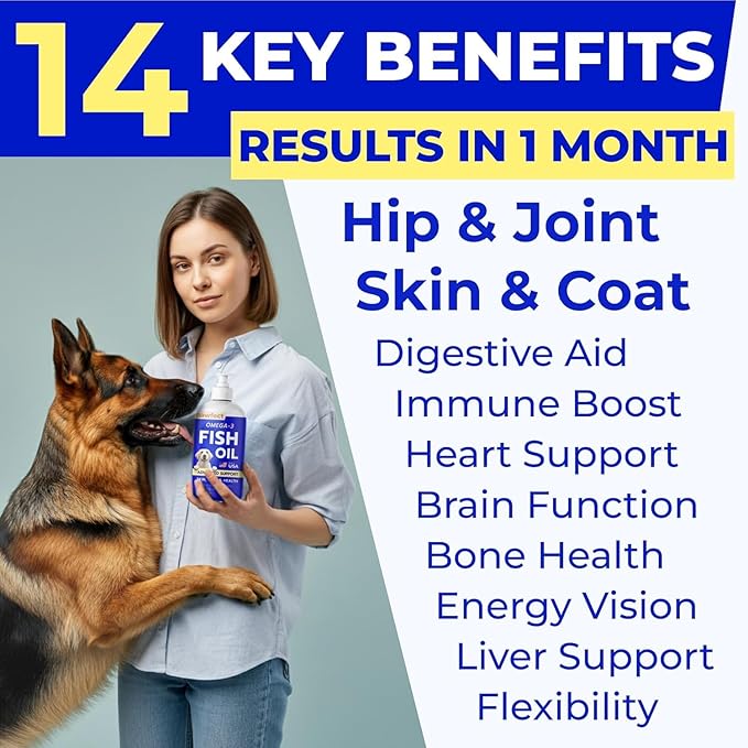PAWFECTCHEW Fish Oil for Dogs - Natural Omega-3 - Skin & Coat Support - Liquid Food Supplement for Pets - Natural EPA + DHA Fatty Acids for Joints, Immune & Heart Health 16oz