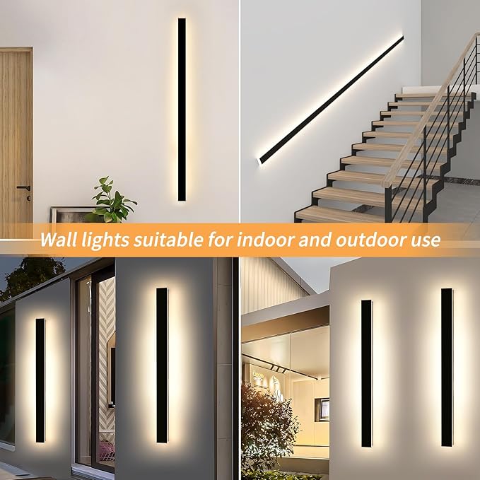 Mikeru 57inch Long LED Light Fixtures, 3000k Exterior Wall Sconces, Acrylic Invisible Exterior Wall Light for Porch Modern Outdoor Wall Mount Lighting for House Porch Patio Garage