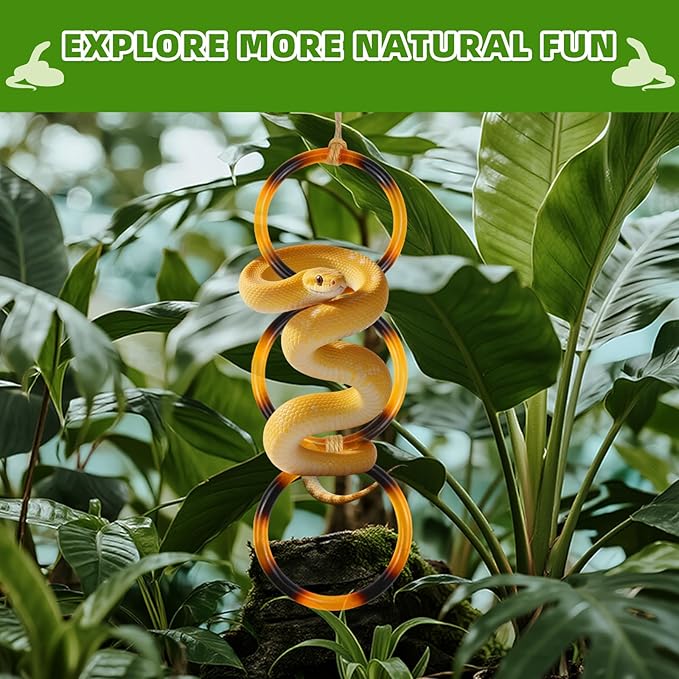 2 PCS Reptile Climbing Loops, Snake Climbing Rings, Snakes Tank Accessories for Ball Python & Climb Pet-Terrarium Enrichment Toys for Snakes, Iguana, Chameleon, Parrot, Lizard (Amber)