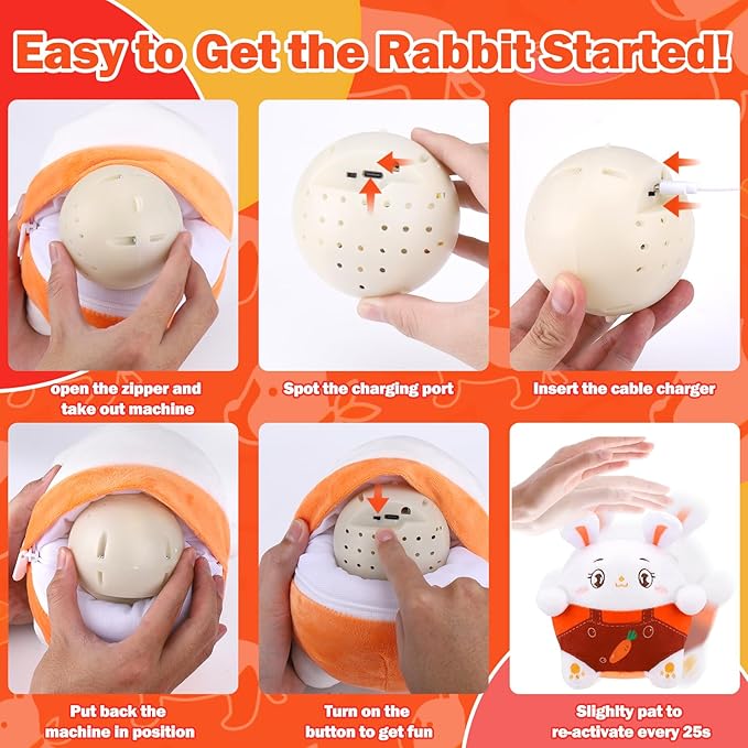 Mity rain Interactive Dog Toys, Easter Toy with Pop Songs & Recording Mode, Rechargeable Self Moving Ball for Small/Medium/Large Puppy Dogs to Keep Them Busy, Dog Toys for Boredom Exercise (Bunny)
