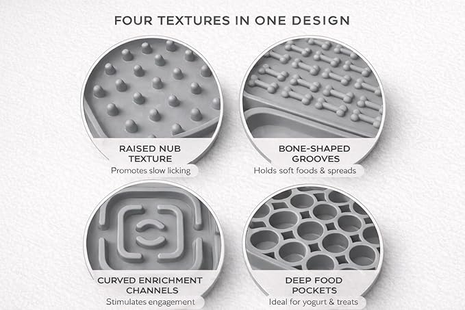 Hearth & Paw Silicone Lick Mat for Dogs – Slow Feeder & Enrichment Mat, Food-Grade 100% BPA-Free Silicone, Mental Stimulation,Better Digestions, Anxiety Relief, Multiple Colors Available (Gray)