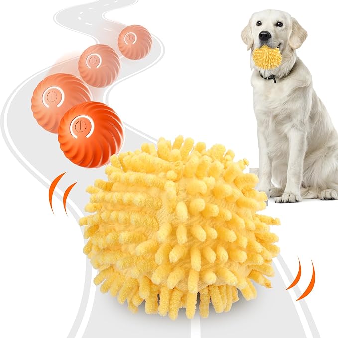 BABORUI Interactive Dog Ball Small, Interactive Puppy Toys to Keep Them Busy, Electric Rolling Ball Enrichment Toys for Small/Medium/Puppy (Small Orange)