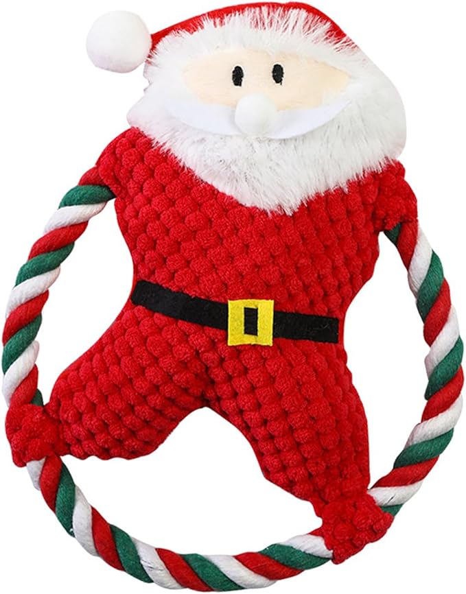 Squeaky Plush Dog Toys for Anxiety Relief & Teeth Maintenance | Cute Cartoon Interactive Stuffed Toy for Dogs/Cats | Trusted Chew - Strong Material, Portable Pet Plaything (Red)