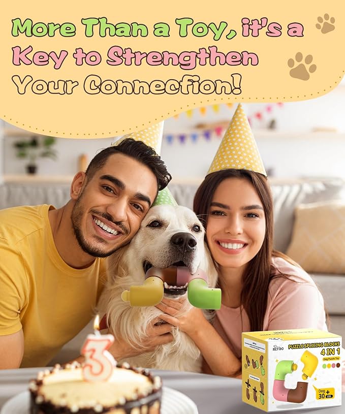 HETOO Dog Puzzle for Large Dogs Enrichment Toys : Aggressive Chewers Smart Dog Toy Interactive Mentally Stimulating Treat Toy to Keep Them Busy- Food Dispenser Toys for Medium Dogs- Pink+ Brown