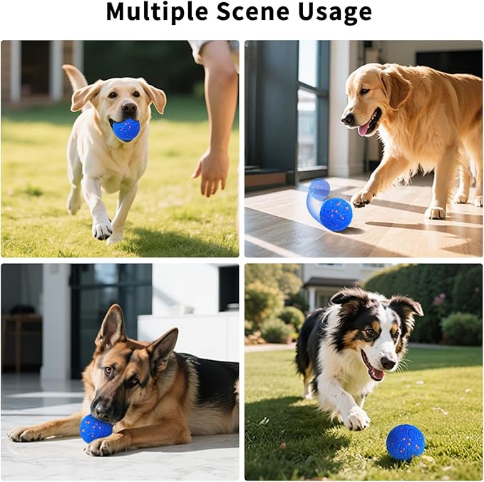 SCHITEC Interactive Dog Toy Ball - Automatic Bouncing, Rolling & Vibrating Motorized Ball for Medium Large Dogs, Rechargeable Self-Moving Electronic Pet Toy for Boredom & Indoor Chase(Blue)