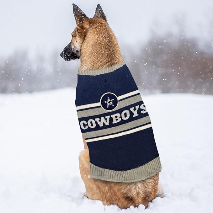 Pets First NFL Dallas Cowboys Dog Sweater, Size Medium. Warm and Cozy Knit Pet Sweater with NFL Team Logo, Best Puppy Sweater for Large and Small Dogs, Team Color (DAL-4179-MD)
