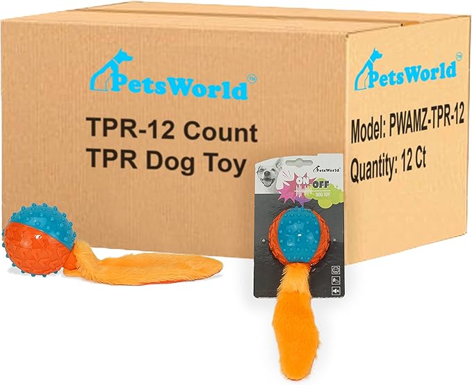 PETSWORLD Non-Toxic TPR Squeaky Dog Ball for Aggressive chewers, Fetch Balls for Dogs for Small, Medium and Large Dogs 12Count