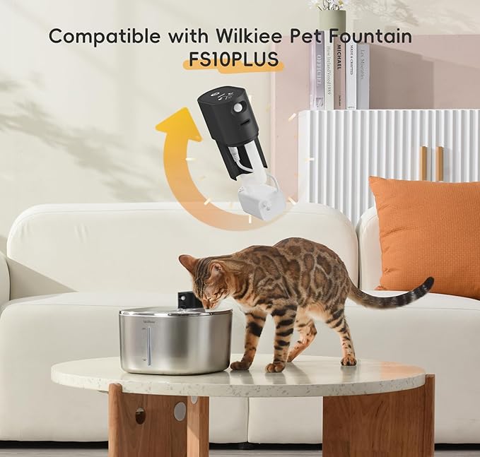 Cat Water Fountain Motor with Pump for FS10PLUS, Stainless Steel Cat Fountain Replacement Motor for 4.1L Pet Fountain