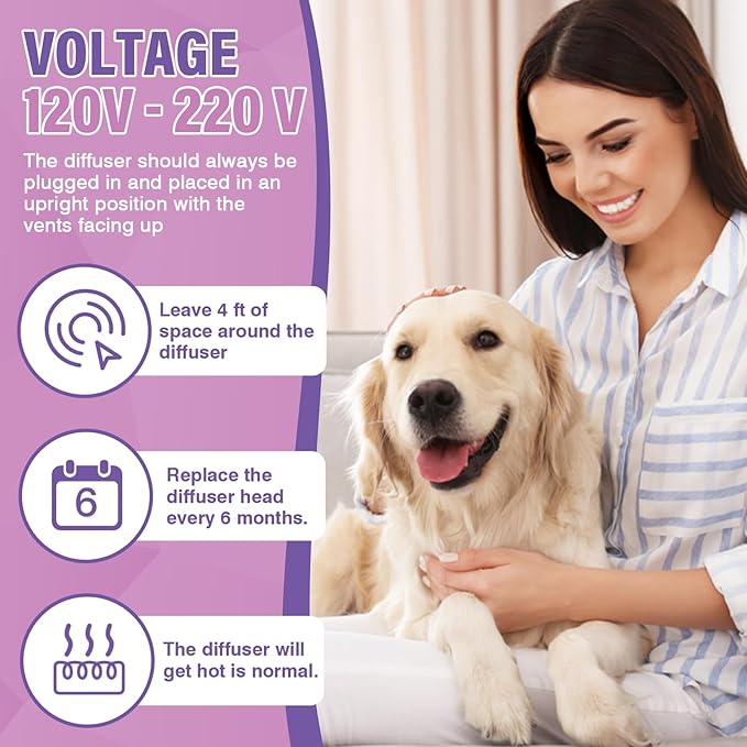 Dog Pheromones Calming Diffuser 3 in 1 Advanced Kit Appeasing Pheromone Diffuser to Calm Pet (1 Plug in+2x48ml Refill) for Anxiety Relieve Relief Reduce Aggression Fighting Stress (Lavender)