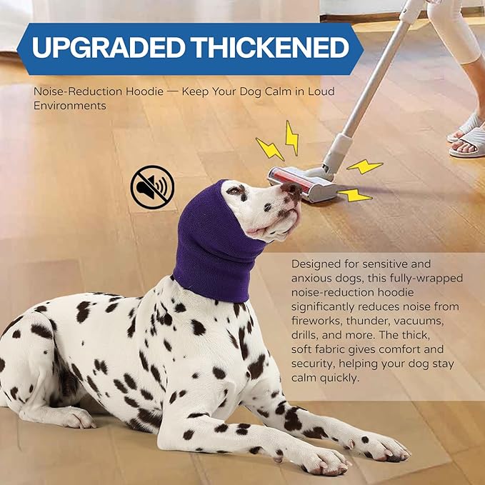 Dog & Cat Calming Hoodie – Soft Double-Layer Ear and Neck Cover for Anxiety Relief & Noise Protection, Elastic Pet Head Wrap for Grooming, Bath, Drying & Fireworks