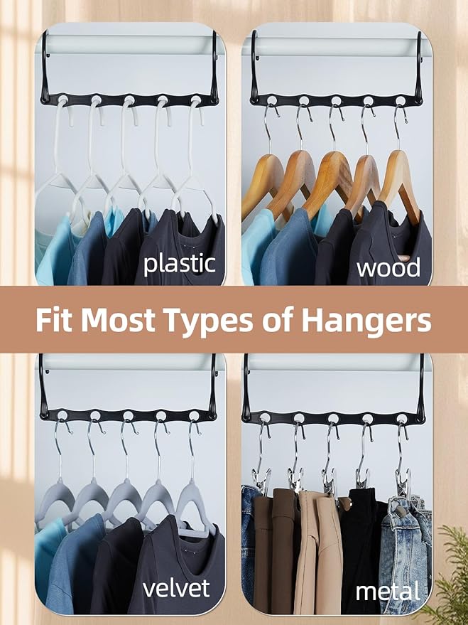 HOUSE DAY Space Saving Hanger 20 Pack Sturdy Black Magic Hangers for Closet Organizers and Storage for Heavy Clothes, Dorm Room Bedroom Home RV Car Camper Organization Essentials