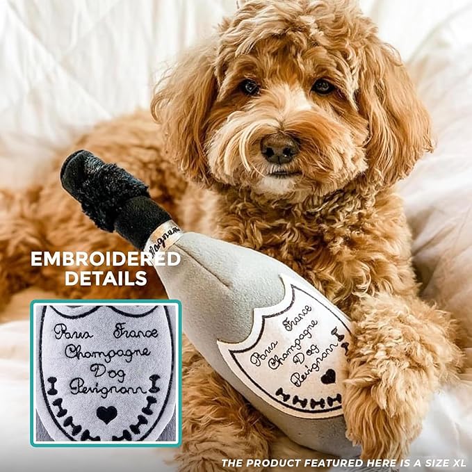 Haute Diggity Dog Pop The Bubbly Pawty Bundle, Plush Dog Toys for Small, Medium & Large Dogs, 3-Pack Durable Stuffed Champagne-Inspired Pet Toys with Interactive Squeaker, Machine-Washable & Safe