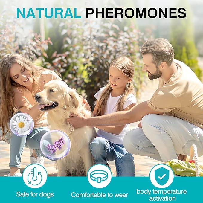 4-Pack Dog Calming Collars – 60-Day Pheromone Calming Collar for Small to Large Dogs, Adjustable 25-Inch Waterproof for Separation & Bad Behavior