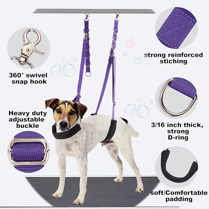 Dog Grooming Belly Strap - 3PCS Grooming Restraint Set Adjustable Belly Band Loops Strap with Padded Support & Loop Extension Straps Pet Grooming Harness Kit for Dogs (Mint Green)