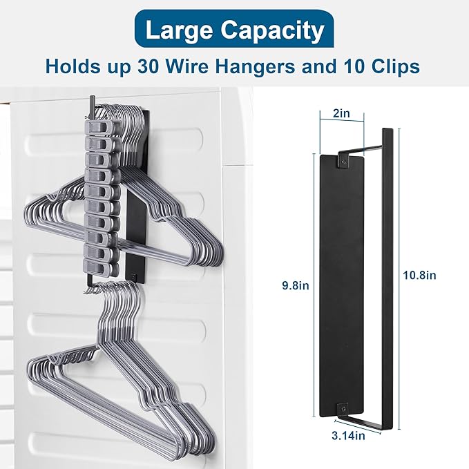 Magnetic Hanger Organizer Stacker,Clothes Hanger Storage Rack for for Adult or Child,Hanger Holder for Closet Laundry Room Washing Machine,Black