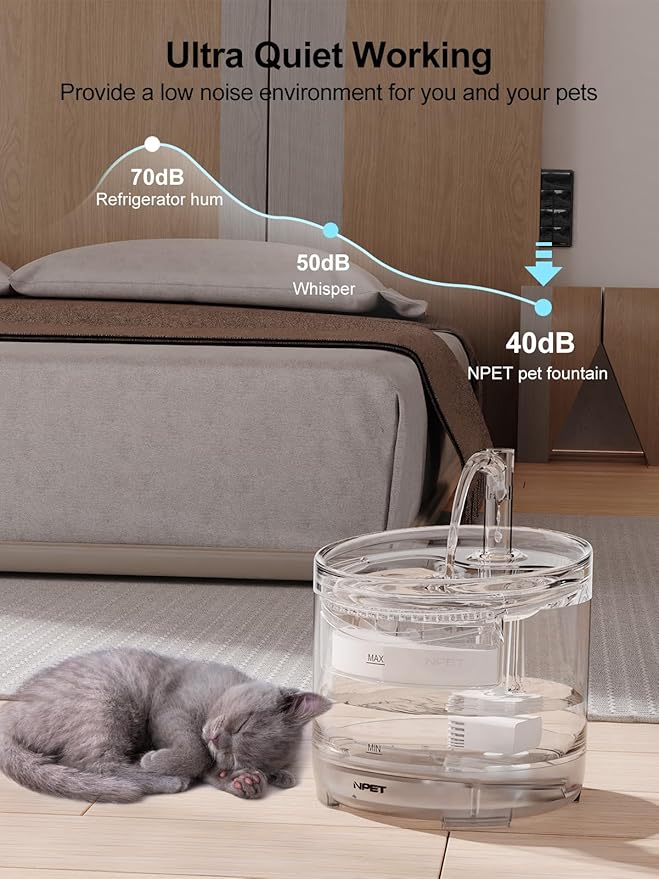 NPET Cat Water Fountain WF050TP 1.5L Automatic Stainless Steel 4L Pet Drinking Fountain Dog Water Dispenser WF210plus