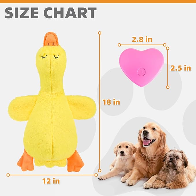 Heartbeat Calming Duck Plush Toy — Anxiety Relief, Crinkle Wings, Rechargeable