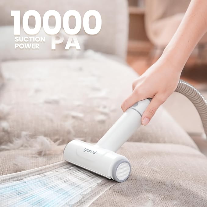 Pecute Dog Grooming Vacuum & Dryer, 7-in-1 Pet Grooming Kit with Clipper, 10000Pa Dog Vacuum for Shedding Grooming, Adjustable Speed & Temp, 55dB Low Noise