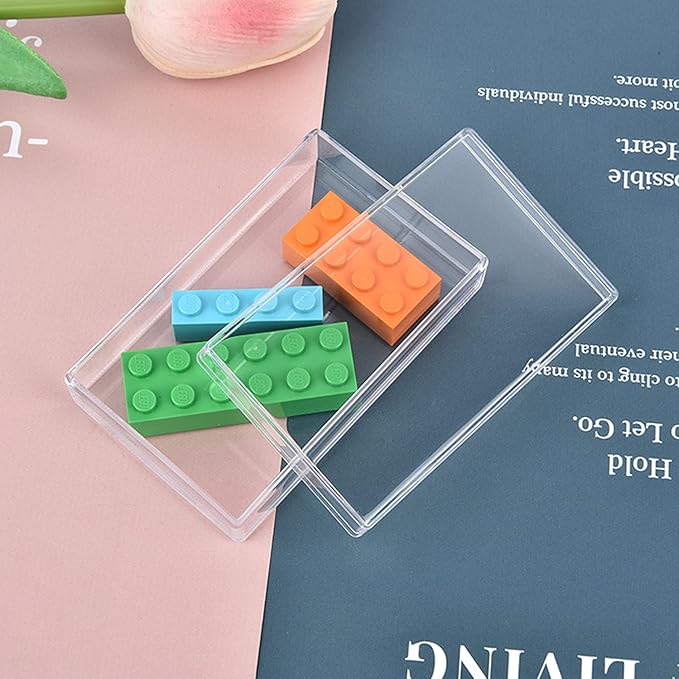 Acrylic Box for Candy 2 Packs Clear Acrylic Display Boxes Rectangle Candy Box with Lid 2 Pieces Plastic Jewelry Storage Box for Birthday Valentine's Day Party Favor Candy Pill and Tiny Jewelry